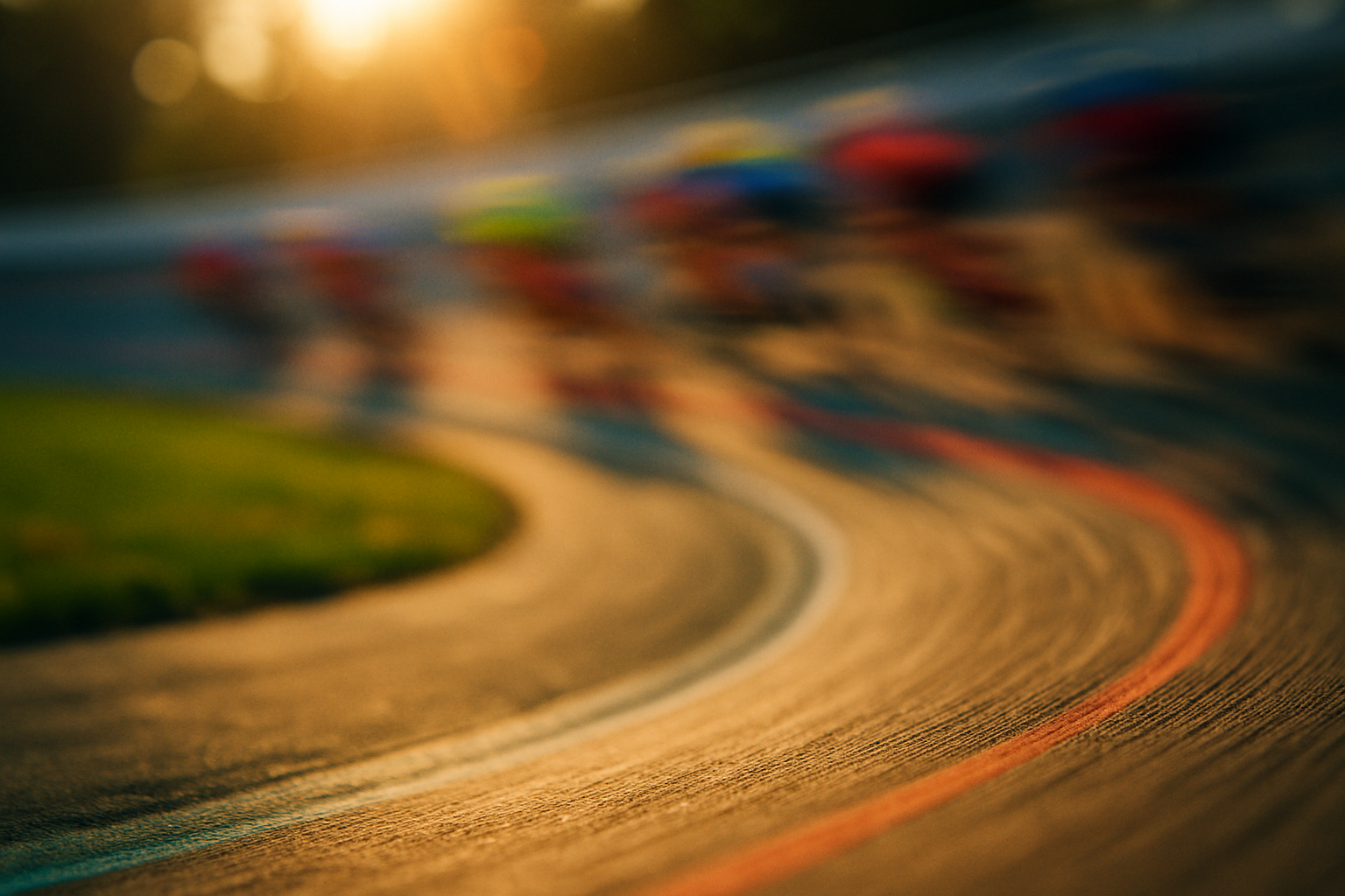 abstract blurred action image of outdoor velodrome track in closeup