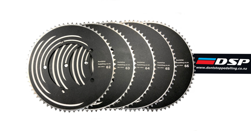 Big chainrings, 62-66t, Big Gears, track chaining ring, cnc machined chainring, custom chairning, big gears, DSP, #DSP, @DSP, Dontstoppedalling, dontstoppedalling.com, 6061chainrings,6061alloy, 144bcd chaingring,trackchainring