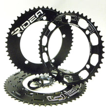 Load image into Gallery viewer, turbulant flow chainrings, ridea chainring.com, track  chainirngs, velodrome, trackie,   chainring, aero chainrigns, big chainrings, CNC machined chainrings, Custom chainrings, andel, alloy chainring, 144bcd chainring,chainrings,Track chainring, elite track chain ring,  track chainring, velodrome chainring, track chainring,  track chainrings, velodrome, 144bcd, track chainring, rotor, Ridea chainring, rideabikes.com